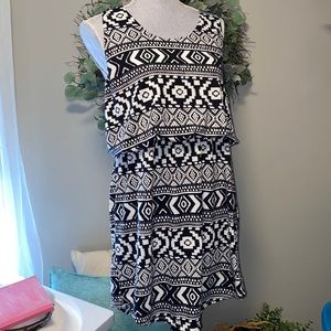 No Boundaries Racerback sun Dress bathing suit cover up black White XL 15-17